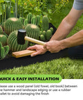 Person installing Workhorse 40 Ft Galvanized Steel Landscape Edging Kit With 12 Pack Panels For Lawn Borders, using a mallet.