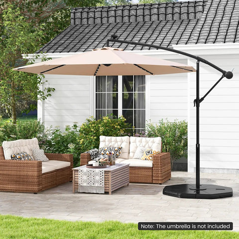 Heavy Duty Cantilever Umbrella Base Set With 4-Piece Hexagonal Water And Sand Fillable Plates for outdoor patios