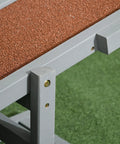 Close-up of the Wooden Dog Agility Seesaw For Training And Exercise, Outdoor Ready Platform with high-traction surface, gray fir wood