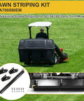 Pro Grade Lawn Striping Kit For 50, 54, 60 Inch Deck Zero-Turn Mowers Easy Install scene showing the kit in use on grass