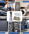 Complete Rivet Nut Tool Kit With Five Hundred Piece Metric Fastener Collection Featuring M3 M4 M5 M6 M8 Sizes displayed in a tool room with appliances and sheet metal assembly.