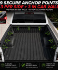 Retractable Tie Down Anchors Inner Bed Mount 2 Pack Chevy GMC Trucks Flush Mount view showing 9 secure anchor points in truck bed.