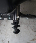 Close-up of Beefy 24 Inch Earth Auger With 2 Inch Round Drive And Replaceable Cutting Edges, showing bolt-on pilot tip