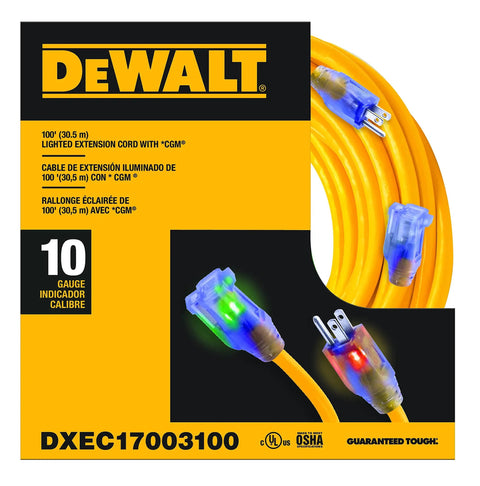 100 Foot 10 By 3 SJTW Lighted Extension Cord For Outdoor Use Heavy Duty Waterproof Weatherproof cable packaging