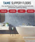 Bathroom with modern decor showcasing Grippy Anti Slip Floor Treatment For Tiles And Concrete, Long Lasting Non Slip Solution That Improves Traction Without Visible Film, Safe For Indoor And Outdoor Use, Covers Up To Four Hundred Square Feet Per Gallon, Clear