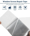 Heavy Duty Grey Window Screen Repair Tape 2 Inch By 30 Foot With Strong Adhesive Fiberglass Mesh Patch For Tears In Windows And Doors visible being unrolled