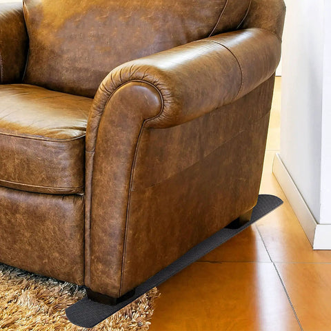 Four Pack Non Slip Furniture Rail Pads For Recliners Sofas And Couches Rubber Floor Protectors To Stop Sliding And Protect Hardwood Carpet And Marble Floors 30.5 X 3.9 Inches under brown leather couch