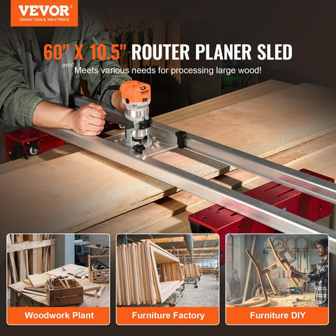 60 Inch Router Sled For Large Slabs - Portable, Adjustable Slab Flattening Jig for DIY Woodworking, Home Shop shown in use