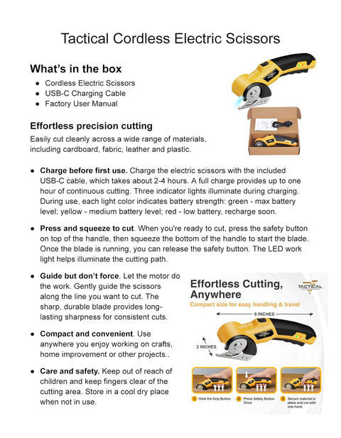 Beast Cordless Scissors For Cardboard And Box Cutting Power Cutter With Rechargeable 4V Battery and USB-C charging cable