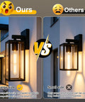 Slick Matte Black Outdoor Wall Sconce With Clear Glass And Rock Solid Frame For Front Door waterproof patio lantern comparison of sizes 12.25in vs 8in