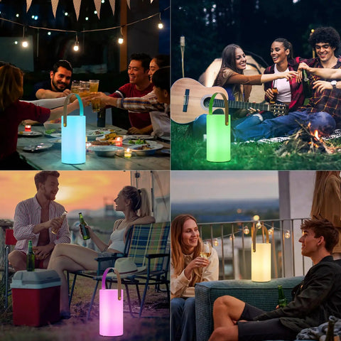 People enjoying outdoors with Solar Lantern Table Lamp 2 In 1 Portable USB Rechargeable LED Cordless Light with Remote Control