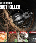Root Killer tool in drain showing roots and debris, 1.2in x 1.7in size, part of 100 Foot Auto Feed Electric Drain Snake Auger For 2 To 4 Inch Pipes Beast Mode Sewer Clog Crusher Machine With Hex Root Killer Tool