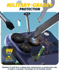 Metal tools demonstrating the durability of EZ Install Case Friendly 9H Tempered Glass Camera Lens Protector For iPhone 17 Pro Max