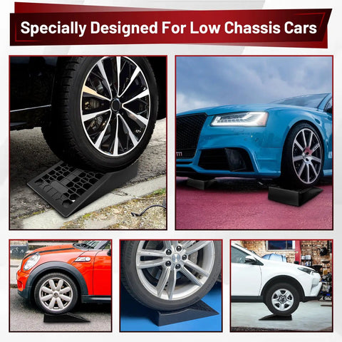 Beefy Heavy Duty Car Ramps For Lift And Maintenance, Portable Low Profile Ramps For Garage, Tire Ramps For Low Chassis Cars