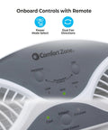 Close-up of control panel on Window Fan For Bedroom 9 Inch Dual Fans With Auto Lock Expanders Crank Up The Breeze 3 Speed Controls
