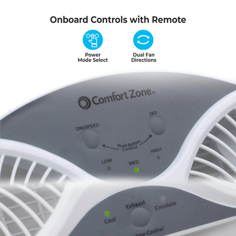 Close-up of control panel on Window Fan For Bedroom 9 Inch Dual Fans With Auto Lock Expanders Crank Up The Breeze 3 Speed Controls