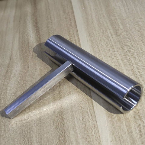 Stainless steel shaft adapter sleeve with 3/16-inch key visible