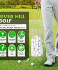 Man using 2-In-1 Golf Ball Picker And Basket, Heavy Duty 304 Stainless Steel Grabber, Collect And Store Up To 140 Balls on golf course