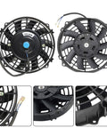 7 Inch Slim Push Pull Electric Radiator Cooling Fan With Universal Fit And High Performance 12V 80W Motor Kit Black displayed