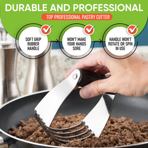 Pro Grade Dough Blender For Cutting Cold Butter Into Flour Like A Kitchen Boss With Heavy Duty Stainless Steel Blades in use