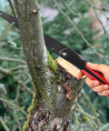 Using 10 Inch Folding Camping Saw With High Carbon SK9 Steel Teflon Coated Rust Resistant Blade on tree limb