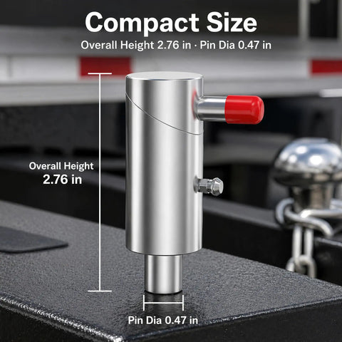 Straight Up Heavy Duty Spring Loaded Twist Lock Plunger Pins Weld On Steel Ball Locking Studs For Wheel Lift Arms Stabilizer Bars Rock Solid Gear Two Pack displayed with height and diameter measurements.