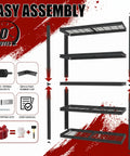 72 Inch Heavy Duty Garage Shelving Unit With Five Adjustable Tiers And 400 Lb Per Shelf Capacity, Built Tough Industrial Steel Storage Racks For Garage, Workshop, Basement, Warehouse, Or Kitchen, 16 Inch Deep By 35 Inch Wide By 72 Inch High, Black, exploded view