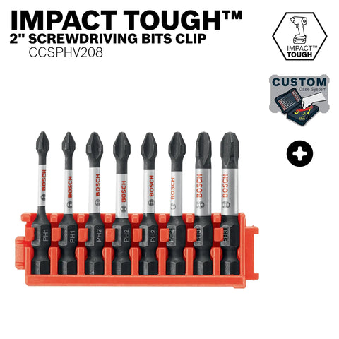 Eight Piece 2 Inch Impact Tough Phillips Power Bits Set With Clip For Custom Case Rig That Delivers Ten Times Life Vs Standard Bits Xtended Torsion Zone Absorbs Big Torque Tilt In Tilt Out Case Accessory For Easy Swapping