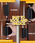 Heavy Duty Home Security Door Reinforcement Lock With 3 Inch Stop And 800 Pounds Of Force, Child Proof Front Door Lock usage steps