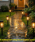 Eight Pack Solar Pathway Lights Outdoor Waterproof 21 Inch Metal And Glass Landscape Driveway Garden Path Lights Auto On Off
