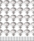 Round Ringed Cabinet Pulls 1.2 Inch Diameter Silver Finish 30 Pieces With Screws for cabinets, drawers, and doors in modern style.