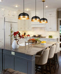 Kitchen with Dope Industrial Pendant Light Fixtures Black And Gold Vintage Dome Ceiling Light With 11.8 Inch Diameter