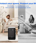 Image of a 3D Printer Air Purifier For FDM Printers with high dense activated carbon, showing an illustration of clean and polluted air sides.