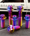 Premium Grade Titanium Flanged Hex Head Bolts M10 X125 Pitch X73mm Beefy Disc Brake Caliper Bracket Screws for motorcycle and car mods, pack of four.