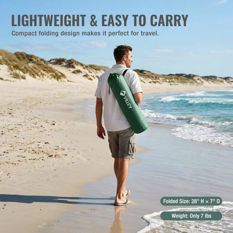 Man carrying Low Beach Chair With High Back Foldable And Lightweight For Outdoor Use on beach