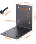 Six Pack Steel T Brackets For Wood Heavy Duty Mending Plates Black T Plate Brackets For Woodwork Pergolas Flat Straight Repair Brackets angle view with measurements