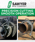 Heavy Lifter Open Frame Pipe Beveling Saddle Machine For Tight Steel Cutting Across Wide Pipe Specs With Fast Swap Spacer Plates Ready For Daily Shop Grind; precision cutting tools shown in use.