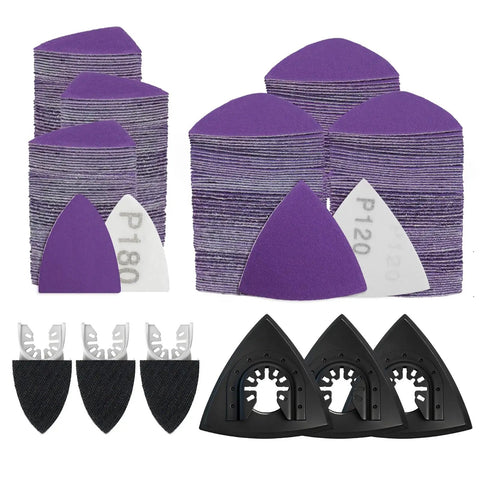 Pro Grade 266CS Zirconia Oscillating Tool Sanding Kit With 3 Triangle Pads And 3 Finger Pads 260 Detail Sandpapers