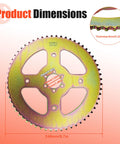 60T 420 Sprocket With 37mm Bore 6 Hole Mount High Torque Rear Chain Sprocket for Mini Bikes with measurements and dimensions