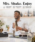 Mixology Bartender Kit Bar Set For Home Bar Enthusiasts 14-Piece Shaker Set With 28oz Boston Shaker Brass And Black Finish in use