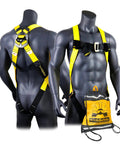 Rock Solid Full Body Safety Harness Built Tough For Daily Construction Work Meets Osha Standards, heavy-duty yellow harness for safety.