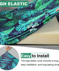 Person fitting a Palm Leaves Patio Cushion Covers Set 8 Pieces Stretch Outdoor Slipcovers For Cushions 20 To 27 Inches With Elastic Bottom