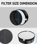 4-Pack Air Filter Replacement Set For LV-H132 Purifiers, 3-In-1 True HEPA With Activated Carbon, shown with dimensions 7.5 x 2.4 x 7.5 inches