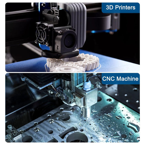 Close-up of 3D printers and CNC machines demonstrating 2 Pack 150mm MGN12 Linear Guide Rail Kit With 2 MGN12H Carriage Blocks
