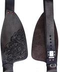 Western Style Adult Saddle Fenders in Tooled Brown Full Grain Leather Replacement Adjustable Fenders with Hand Tooled Border