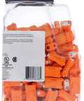 Orange Two Wire Lighting Disconnect Plug 150 Pack With Push In Wire Locking Tech in clear plastic container