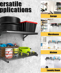Heavy Duty Garage Wall Shelves 2 Pack Wall Mounted Storage Shelves Black Holds Up To 800 Lbs And Made From Rust Resistant Steel For Tough Long Lasting Garage Organization