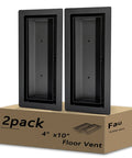 Hardcore Heavy Duty 4X10 Steel Floor Register Slick Modern Faceplate on packaging for two-pack floor vents.