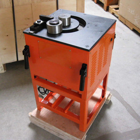 CCTI Heavy Duty Electric Rebar Bender For Grade 60 Steel Rods Up To 1 Inch Bends Fast On Job Sites Includes Stand And Rollers, close-up view.