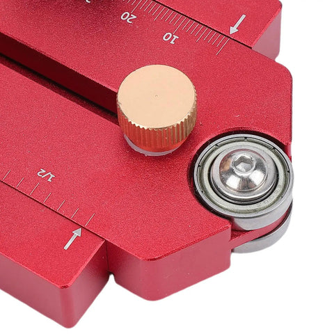 Close-up of Thin Jig Table Saw Guide Pro Grade With Secure Lock Design for precise crosscuts, showing measurement detail